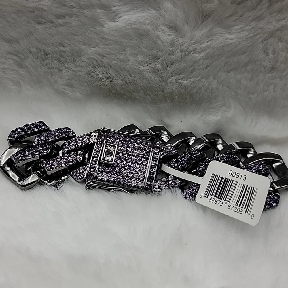Invicta Elements XL Mens Purple Drip Chain Bling Cuban Link  6.75